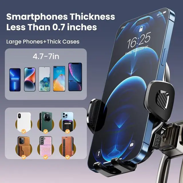 Alt view image 5 of 7 - ELOHEI for Honda Civic Phone Mount with Custom Base, Car Phone Holder for 2016 2017 2018 2019 2020 2021 Honda Civic Accessories (for 10th Gen Honda Civic)