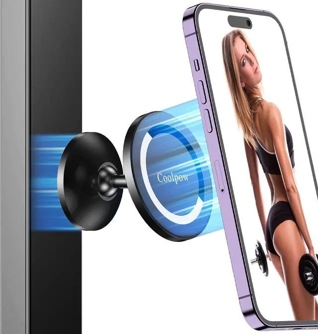 Alt view image 2 of 7 - Gym Magnetic Phone Holder Mount for MagSafeAll MetalDual Magnetic Phone Holder for Gym Accessories Attach to Metal Surface, Gym Phone Holder Magnet for iPhone 16 15 14 13 Pro Max Gift for Men Women