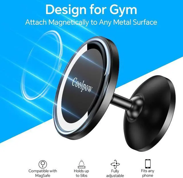 Alt view image 3 of 7 - Gym Magnetic Phone Holder Mount for MagSafeAll MetalDual Magnetic Phone Holder for Gym Accessories Attach to Metal Surface, Gym Phone Holder Magnet for iPhone 16 15 14 13 Pro Max Gift for Men Women