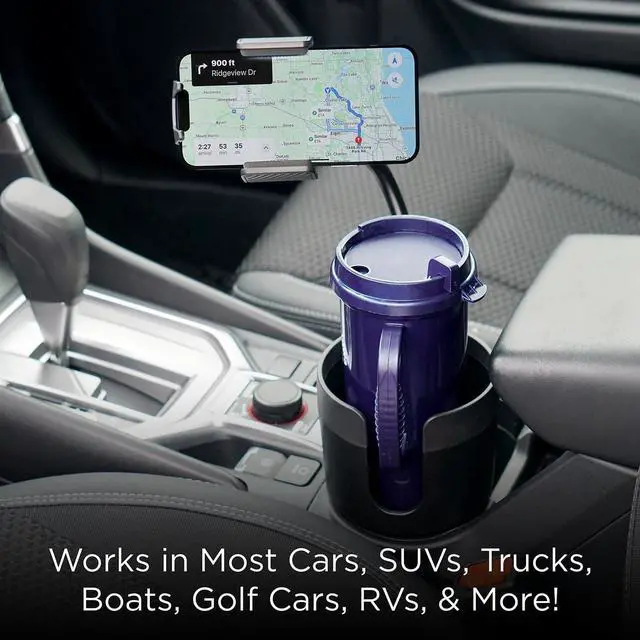 Alt view image 4 of 7 - Limitless CupCargo Cup Holder Expander and Phone Mount with Adjustable Base and Flexible Neck