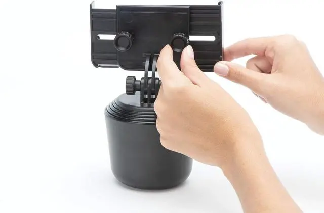 Alt view image 6 of 7 - WeatherTech CupFone Two View  Adjustable, Universal Cup Holder Phone Mount Car & Truck Accessory  Best Design for iPhone & Smartphone Charging  Black Plastic Knobs