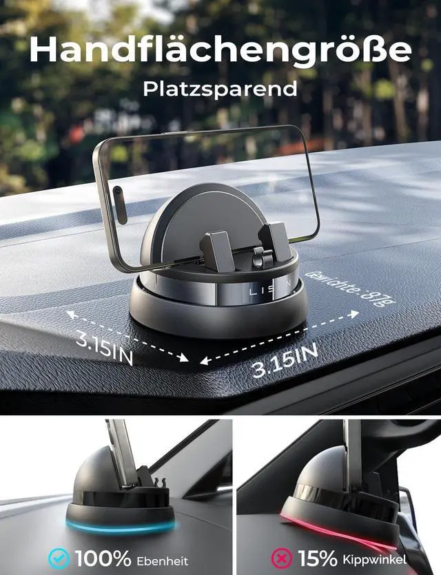 Alt view image 4 of 7 - LISEN Car Phone Holder,360° Rotatable Dashboard Cell Phone Holder,Car Travel Essentials for Long Trips,Multifunctional Car Accessories Fit for iPhone 16 Pro Max/15/14/13/12/11,Samsung