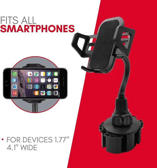 Alt view image 5 of 7 - Car Cup Holder Phone Mount - Securely Holds Phones up to 4.1 Wide - Flexible Gooseneck & 360° Rotatable Cradle