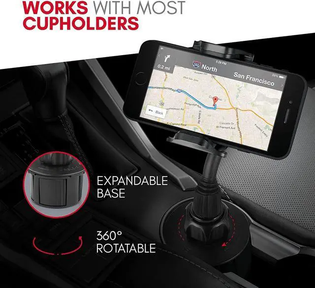 Alt view image 6 of 7 - Car Cup Holder Phone Mount - Securely Holds Phones up to 4.1 Wide - Flexible Gooseneck & 360° Rotatable Cradle