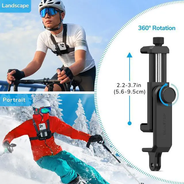 Alt view image 4 of 6 - Phone Chest Mount Harness Holder Mobile Phone Strap Clip Compatible with iPhone Samsung GoPro 13/12/11/10/9/8 DJI Osmo and Most Cell Phones Action Cameras POV/VLOG