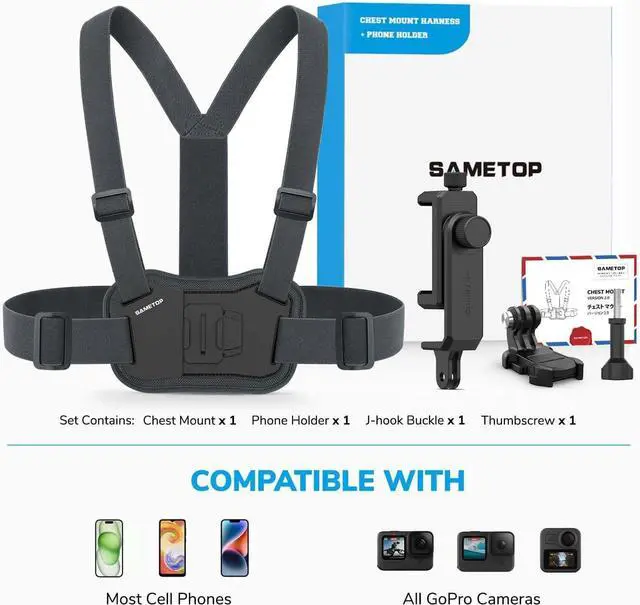 Alt view image 5 of 6 - Phone Chest Mount Harness Holder Mobile Phone Strap Clip Compatible with iPhone Samsung GoPro 13/12/11/10/9/8 DJI Osmo and Most Cell Phones Action Cameras POV/VLOG
