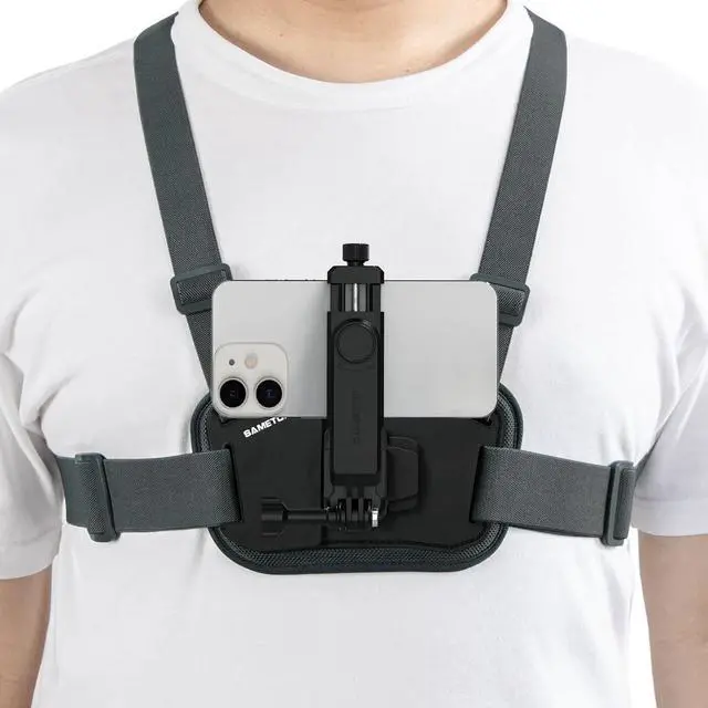 Alt view image 6 of 6 - Phone Chest Mount Harness Holder Mobile Phone Strap Clip Compatible with iPhone Samsung GoPro 13/12/11/10/9/8 DJI Osmo and Most Cell Phones Action Cameras POV/VLOG