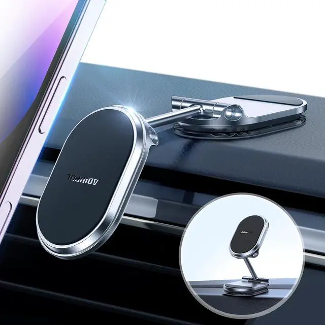 Main image of ADIUPUL Magnetic Phone Holder for Car, 6X Magnets, Double 360° Rotation, Super Sticker, Compatible with All Phones, Black