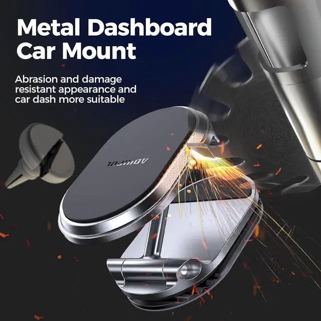 Alt view image 3 of 7 - ADIUPUL Magnetic Phone Holder for Car, 6X Magnets, Double 360° Rotation, Super Sticker, Compatible with All Phones, Black