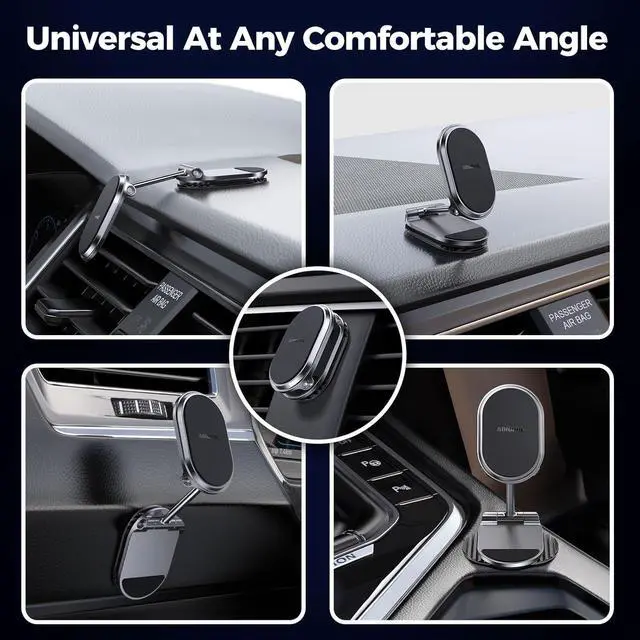 Alt view image 4 of 7 - ADIUPUL Magnetic Phone Holder for Car, 6X Magnets, Double 360° Rotation, Super Sticker, Compatible with All Phones, Black