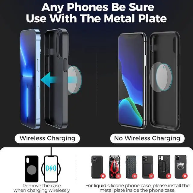 Alt view image 7 of 7 - ADIUPUL Magnetic Phone Holder for Car, 6X Magnets, Double 360° Rotation, Super Sticker, Compatible with All Phones, Black