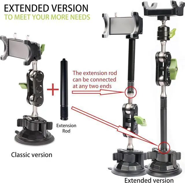 Alt view image 4 of 7 - leepiya Car Phone Mount Video Recording Universal Magic Arm Suction Car Phone Holder Mount Windshield Window Glass Dashboard Vlog Shooting Car Phone Mount for All Smartphones & Cars