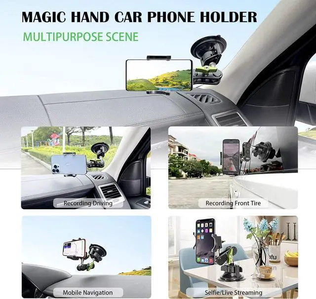 Alt view image 5 of 7 - leepiya Car Phone Mount Video Recording Universal Magic Arm Suction Car Phone Holder Mount Windshield Window Glass Dashboard Vlog Shooting Car Phone Mount for All Smartphones & Cars