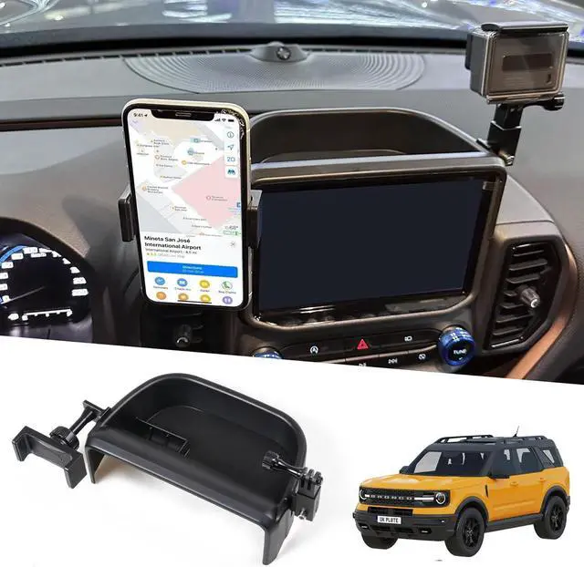 Main image of Dash Phone Holder for Bronco Sport Cell Phone Holder & Camera Mount Multi-Function Dashboard Phone Holder Mount with Tray for Ford Bronco Sport Accessories 2 Door 4 Door