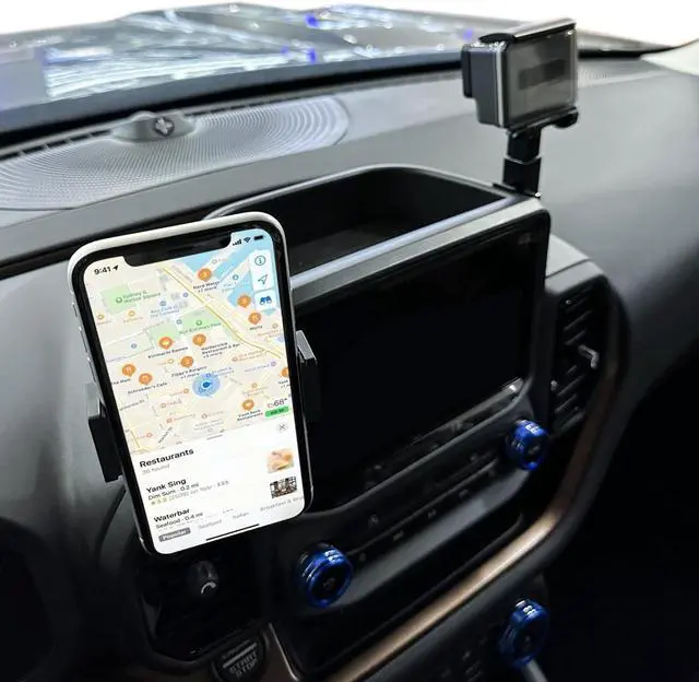 Alt view image 6 of 7 - Dash Phone Holder for Bronco Sport Cell Phone Holder & Camera Mount Multi-Function Dashboard Phone Holder Mount with Tray for Ford Bronco Sport Accessories 2 Door 4 Door