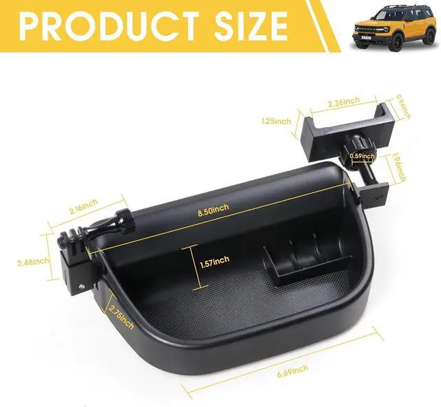 Alt view image 7 of 7 - Dash Phone Holder for Bronco Sport Cell Phone Holder & Camera Mount Multi-Function Dashboard Phone Holder Mount with Tray for Ford Bronco Sport Accessories 2 Door 4 Door