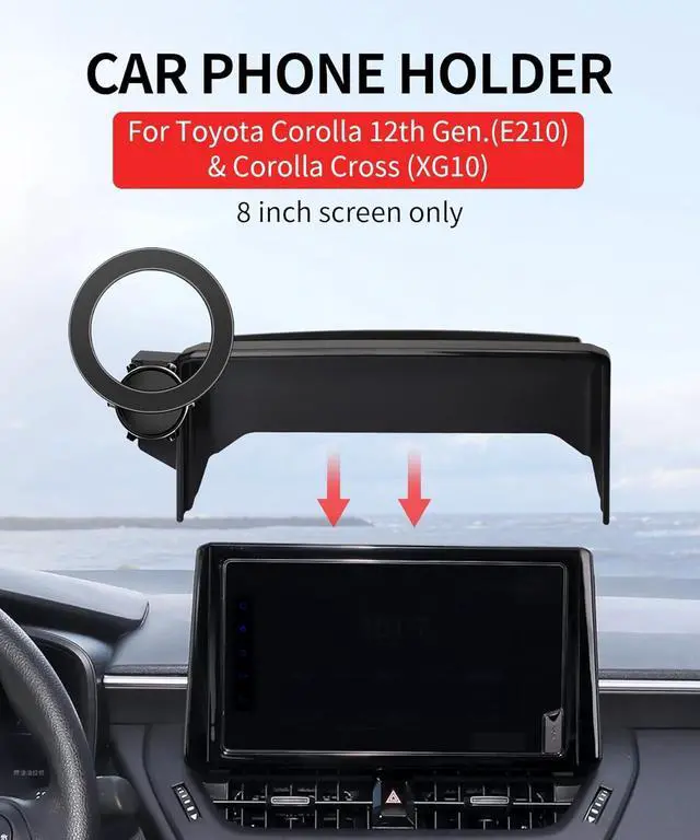 Alt view image 2 of 7 - MaserWeller Car Phone Holder for 2019-2025 Toyota Corolla 2022 2023 2024 Corolla Cross Accessories 8-inch Screen Fixed Clip, 360° Rotation Phone Mount Compatible with MagSafe, Cell Phone Holder