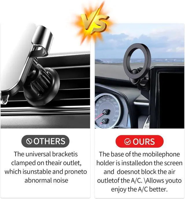 Alt view image 6 of 7 - MaserWeller Car Phone Holder for 2019-2025 Toyota Corolla 2022 2023 2024 Corolla Cross Accessories 8-inch Screen Fixed Clip, 360° Rotation Phone Mount Compatible with MagSafe, Cell Phone Holder