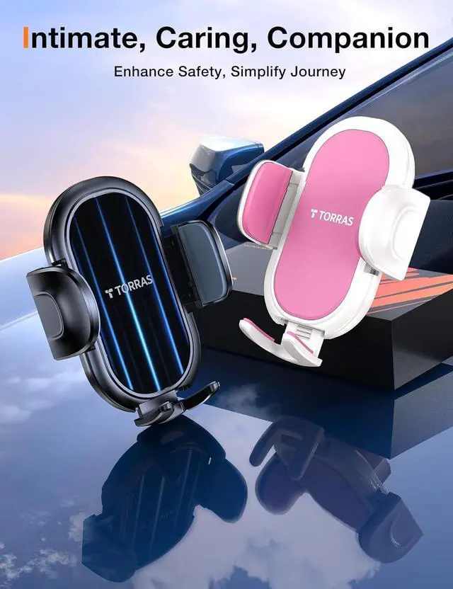 Alt view image 2 of 6 - TORRAS2 Pack Phone Holders for Your Car, Phone Mount for Dashboard/Vent/Windshield,Snug-Hold Clamps Cell Phone Holder Car Mount for iPhone/Pro Max