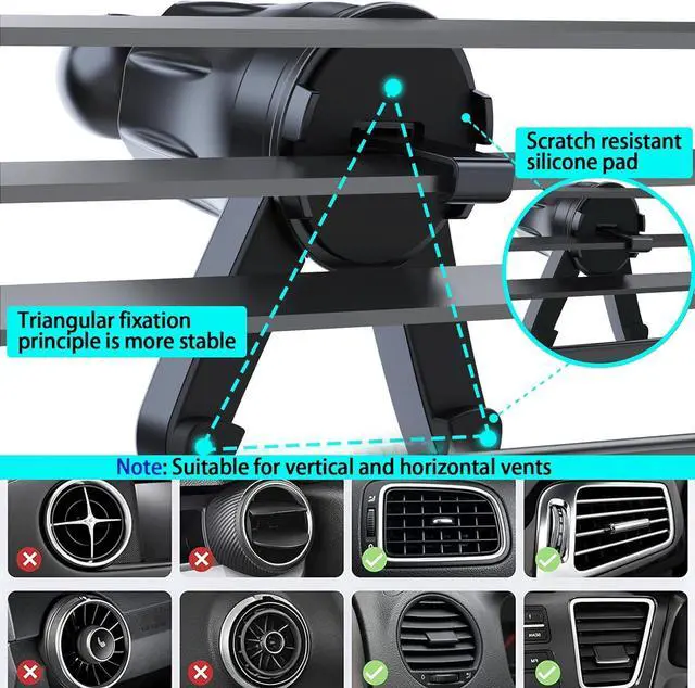Alt view image 4 of 7 - YouOKLight Phone Holder car Vent, car Cell Phone Holder for iPhone, car Vent Phone Mount, Car Phone Holder, 2023 Upgraded Metal Hook Universal, Car Phone Mount fit for Smart Phone.
