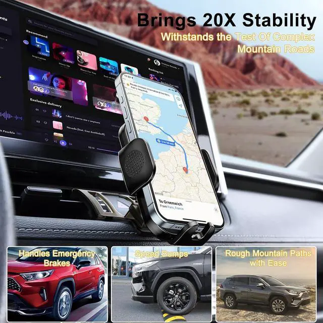 Alt view image 6 of 7 - ELOHEI for RAV4 Phone Holder with Custom Base, Car Phone Holder for 2019-2023 Toyota RAV4 Accessories, Specifically Design RAV4 Phone Mount for 4.7-7 in Phones(Not Fit RAV4 LE,XLE,Prime SE)
