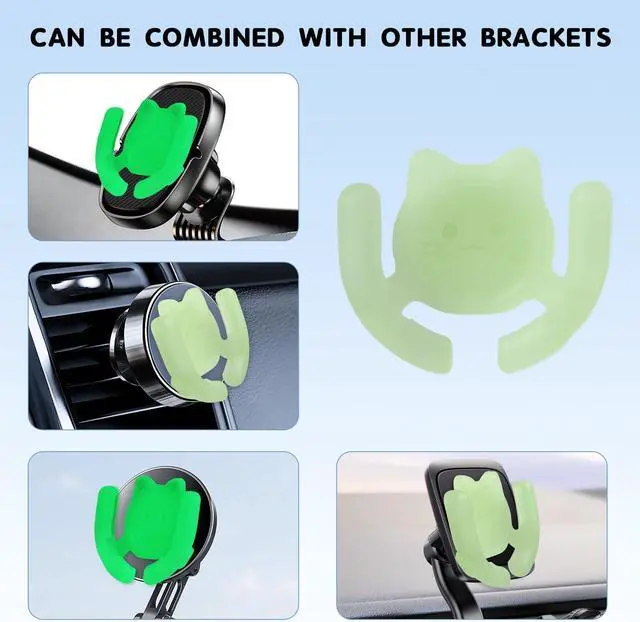 Alt view image 7 of 7 - Multi-Surface Holder Car Mount 4 Pack Compatible for Popsocket Grip Holder for Pop Socket Mount Device Accessory Wall Mount Cute Cat Strong Adhesive Sticky (Black, Pink, White, Glow in Dark)