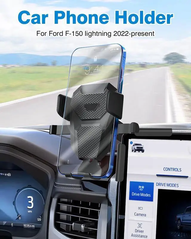 Alt view image 2 of 7 - FIILINES Phone Holder for 2021-2025 Ford Mustang Mach-E, Center Control Touch Screen Phone Mount for Mustang Mach-E Accessories Navigation Bracket Cellphone Holder Fit All Phones