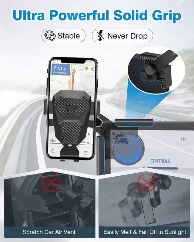 Alt view image 3 of 7 - FIILINES Phone Holder for 2021-2025 Ford Mustang Mach-E, Center Control Touch Screen Phone Mount for Mustang Mach-E Accessories Navigation Bracket Cellphone Holder Fit All Phones