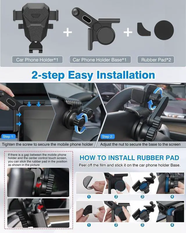 Alt view image 7 of 7 - FIILINES Phone Holder for 2021-2025 Ford Mustang Mach-E, Center Control Touch Screen Phone Mount for Mustang Mach-E Accessories Navigation Bracket Cellphone Holder Fit All Phones