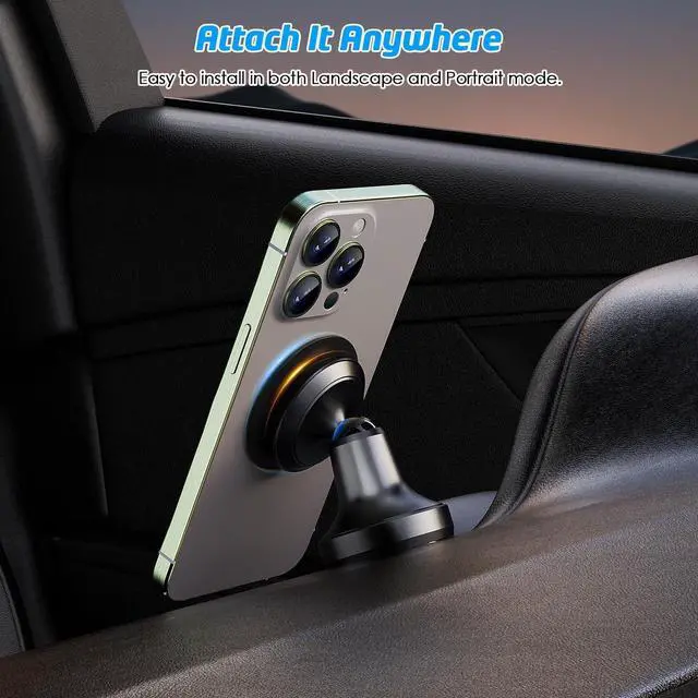 Alt view image 3 of 7 - WixGear Aluminum Metal Heavy Duty Magnetic Phone Mount for Car, Magnetic Car Dash Mount, 360-degree Rotation Aircraft-Grade Aluminum Metal, Compatible with iPhone & Android
