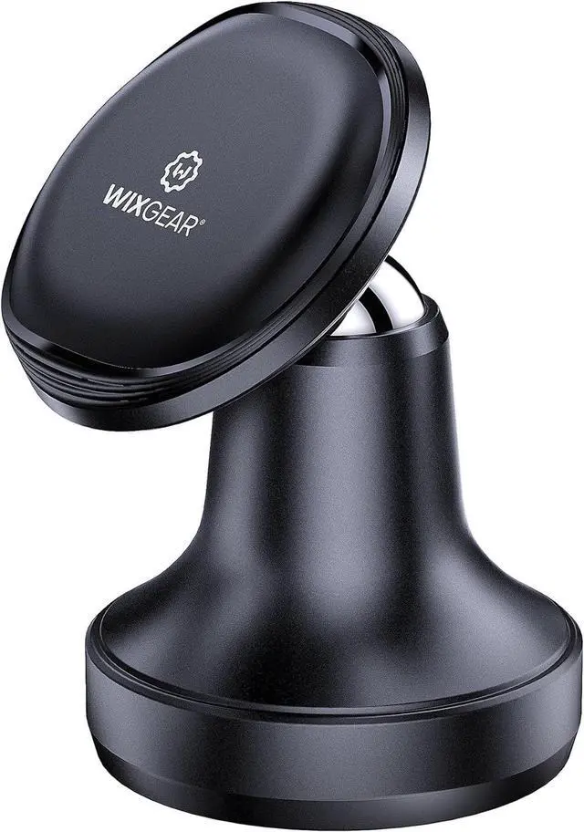 Main image of WixGear Aluminum Metal Heavy Duty Magnetic Phone Mount for Car, Magnetic Car Dash Mount, 360-degree Rotation Aircraft-Grade Aluminum Metal, Compatible with iPhone & Android