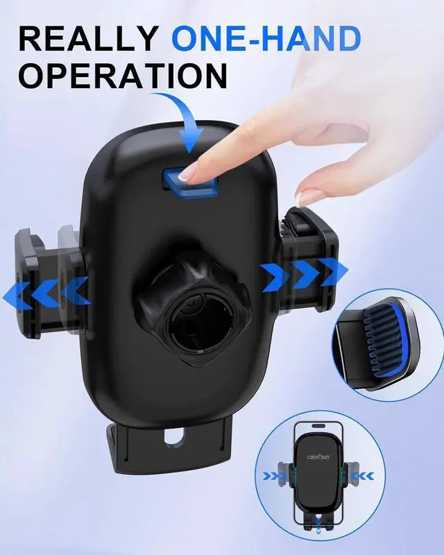 Alt view image 3 of 6 - Phone Holder Car [Reusable Velcro Design] Universal Dashboard Windshield Phone Mount for Car,[One Finger Release],360° Rotation Car Phone Mount Compatible with iPhone Smartphone