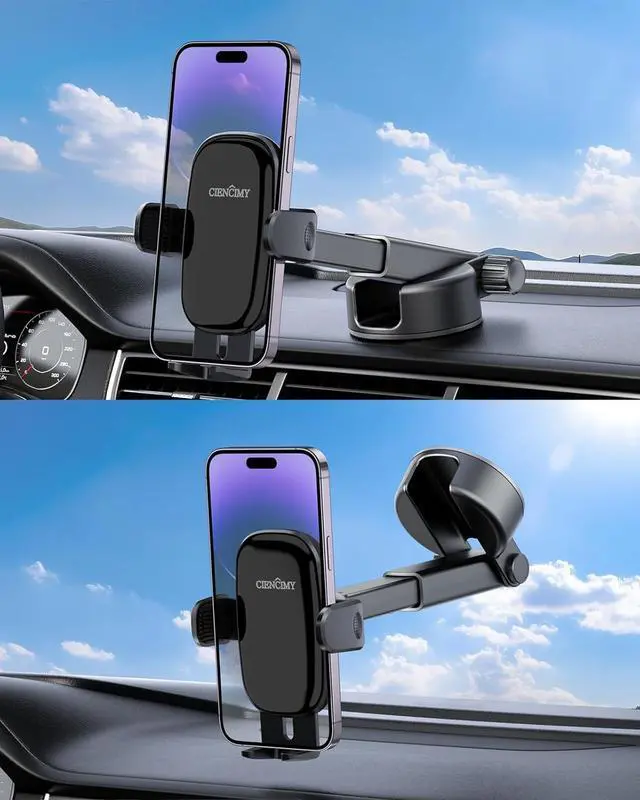 Alt view image 6 of 6 - Phone Holder Car [Reusable Velcro Design] Universal Dashboard Windshield Phone Mount for Car,[One Finger Release],360° Rotation Car Phone Mount Compatible with iPhone Smartphone