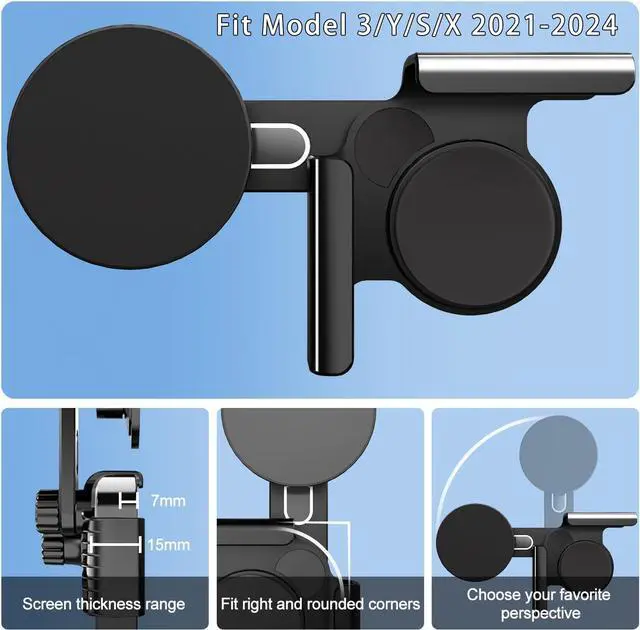 Alt view image 2 of 6 - ANKEWAY Phone Mount Holder for Tesla Model 3 Y X S, Strongest Magnet Power MagSafe Car Phone Holder, iPhone Mount Compatible with 16 15 14 13 12 Series, Fits Android Phones with Magnetic Ring