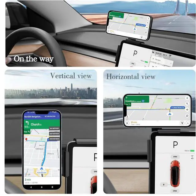 Alt view image 3 of 6 - ANKEWAY Phone Mount Holder for Tesla Model 3 Y X S, Strongest Magnet Power MagSafe Car Phone Holder, iPhone Mount Compatible with 16 15 14 13 12 Series, Fits Android Phones with Magnetic Ring