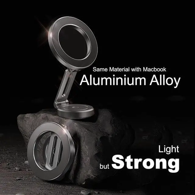Alt view image 2 of 6 - for Magsafe Car Mount for iPhone, Aluminum Alloy,Magnetic Phone Holder for Car,Cell Phone Car Mount,360° Rotation,Strong Magnet,Folding Holder,for iPhone 12,13,14,15,16 pro max and Android