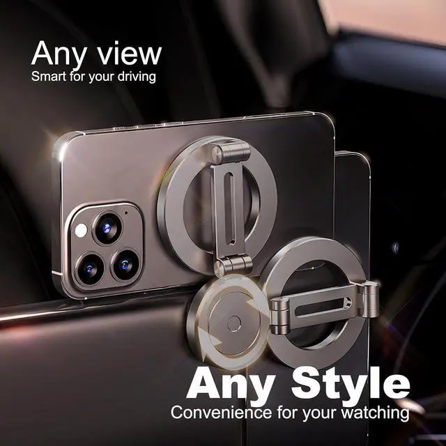 Alt view image 5 of 6 - for Magsafe Car Mount for iPhone, Aluminum Alloy,Magnetic Phone Holder for Car,Cell Phone Car Mount,360° Rotation,Strong Magnet,Folding Holder,for iPhone 12,13,14,15,16 pro max and Android
