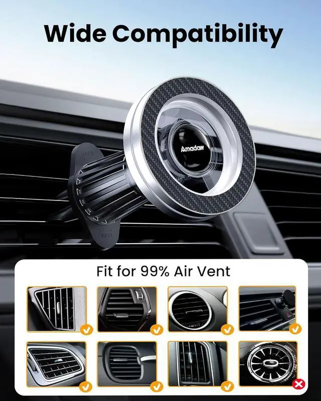 Alt view image 6 of 7 - Upgrade for Magsafe Car Mount, [Strongest Magnet Lock & Stable] Magnetic Phone Holder for Car, Car Vent Phone Mount Compatible with iPhone 16 15 Pro Max 14 13 12 All