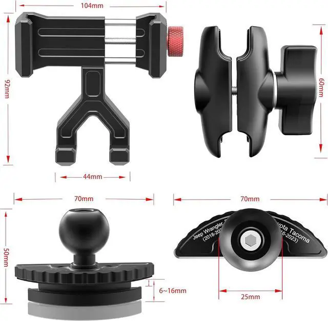 Alt view image 6 of 6 - EASEORD Upgraded Phone Mount for 2018-2023 Jeep Wrangler JL & Gladiator JT & Sahara, Wrangler Air Vent 360° Rotation Cell Phone Holder Compatible iPhone Android Smartphone
