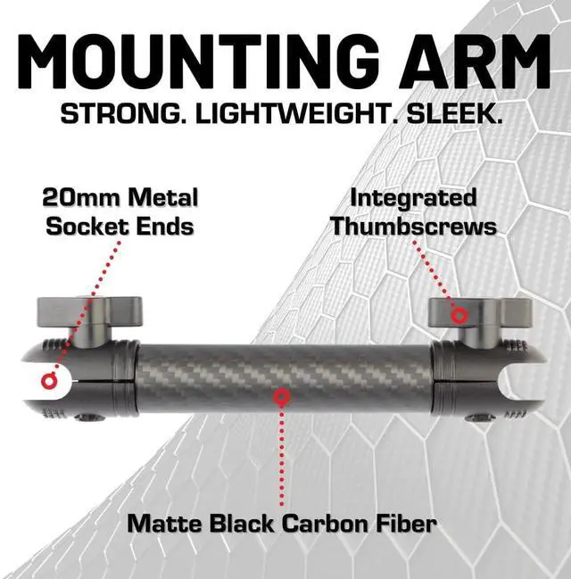 Alt view image 2 of 3 - Bulletpoint Mounting Solutions Dash Mount 10cm Arm Compatible with iPhone and Android Smartphones - Fits 20mm Attachment Ball (Matte Black Carbon Fiber)