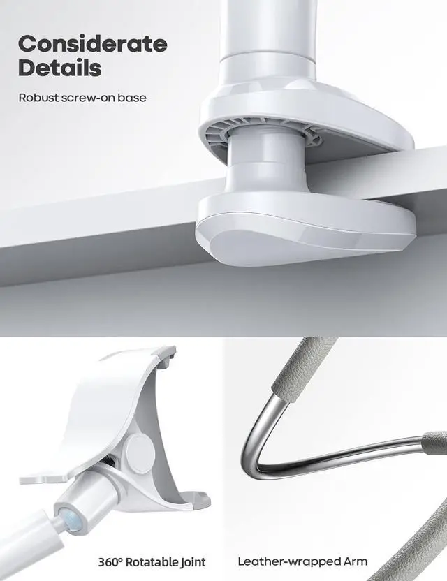 Alt view image 5 of 7 - Lamicall Phone Holder Bed Gooseneck Mount, Cell Phone Clamp Clip for Desk, Flexible Long Arm Headboard Bedside Lazy Bracket, Overhead Table Stand Grey