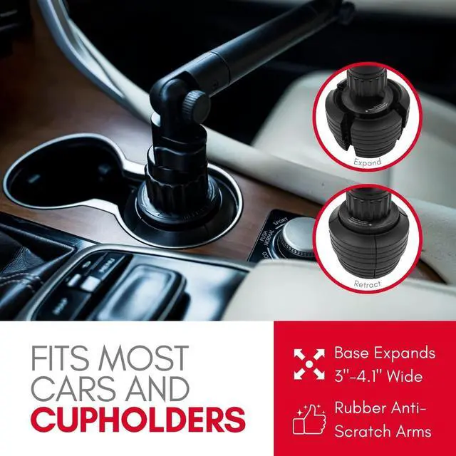 Alt view image 5 of 6 - Macally Cup Holder Tray for Car - Adjustable Car Tray Table - Perfect Car Food Tray for Eating with Phone Slot and Swivel Arm - Car Organizer