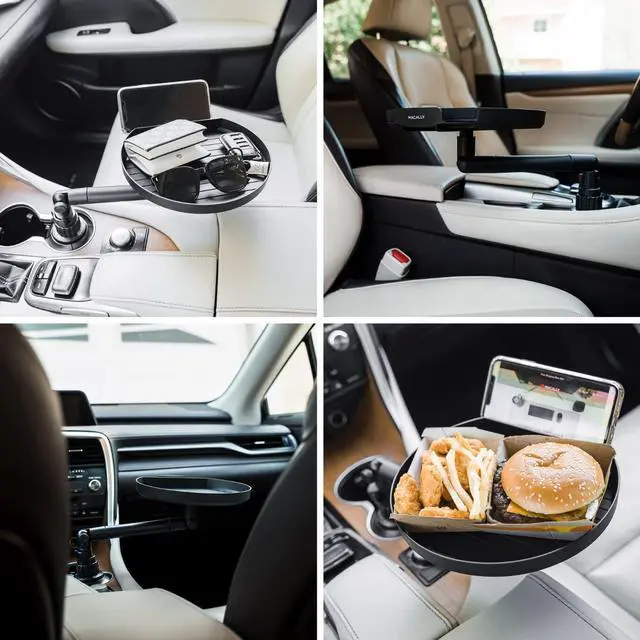 Alt view image 6 of 6 - Macally Cup Holder Tray for Car - Adjustable Car Tray Table - Perfect Car Food Tray for Eating with Phone Slot and Swivel Arm - Car Organizer