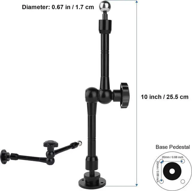 Alt view image 6 of 7 - Wall Mount Phone Stand for Car/Desk/Boat/Desk/Vehicles Dashboard,360° Adjustable Aluminum Alloy Mount 10 inch Arm Holder,Compatible with 3.5~7.5" iPhone/HTC/LG/Huawei/Smartphones