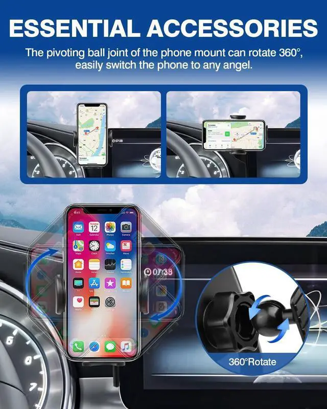 Alt view image 4 of 7 - Car Phone Holder for 2019-2022 Mercedes-Benz C-Class/GLC/2021 2022 V-Class Accessories Phone Mount 10.25 Screen Cell Phone Automobile Cradles Hands-Free 360 Degree Rotation