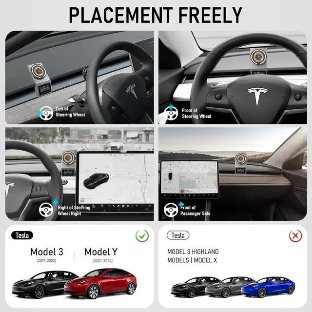 Alt view image 2 of 7 - frani Magnetic Wireless Charging Phone Mount Designed for Tesla Model 3 2017-2023 and Model Y 2020-2024,15W Fast Charging Tesla Phone Mount