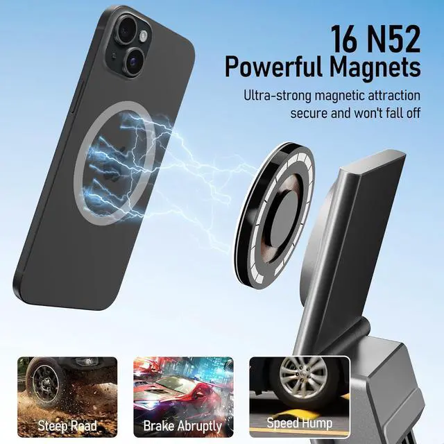 Alt view image 4 of 7 - frani Magnetic Wireless Charging Phone Mount Designed for Tesla Model 3 2017-2023 and Model Y 2020-2024,15W Fast Charging Tesla Phone Mount