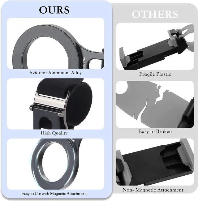 Alt view image 6 of 7 - Magnetic Phone Holder for Tesla, Steering Wheel Phone Mount for MagSafe Car Holder, Work on iPhone,Samsung and All Phones, Magnetic Ring Included (Black)