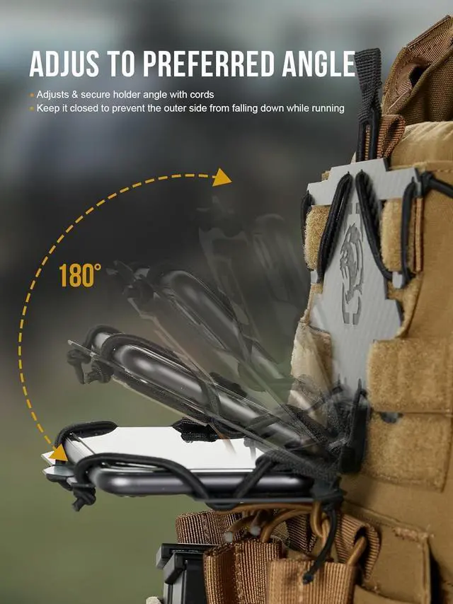 Alt view image 6 of 7 - OneTigris MOLLE Phone Holder Version 2.0, Plate Carrier Accessories Tactical Vest Phone Holder Phone Chest Mount for Cellphone Screen Size 4.7"-6.8"