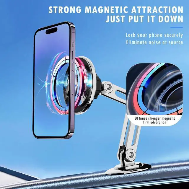 Alt view image 2 of 7 - Universal 360° Pro - 2025 New Magnetic Suction Car Phone Holder Hands Free Automobile Mounts Cell Phone Holder with Metal Ring Adjustable Cell Phone Mount for All Mobile Phones